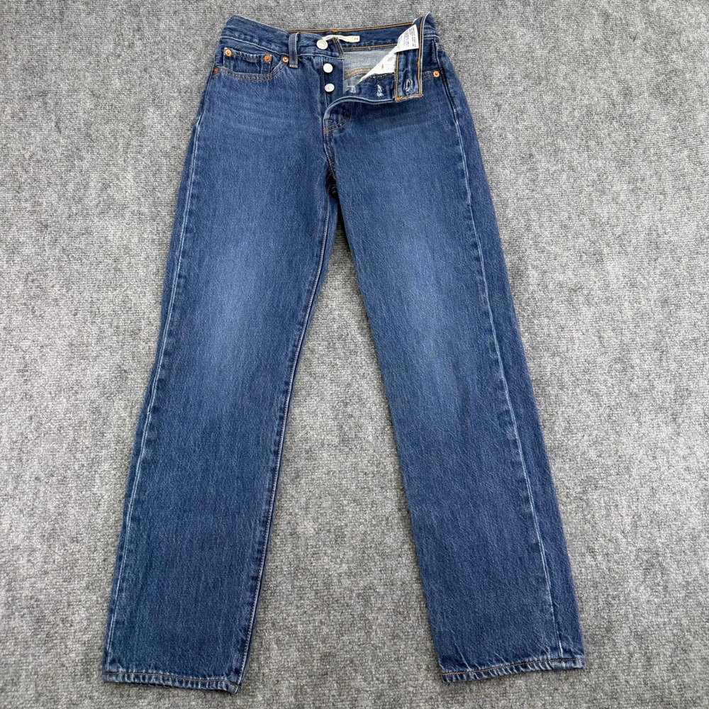 Levis Premium Jeans Womens 24x28 (Fits 25x27) Blue Wedgie Straight Button Fly
